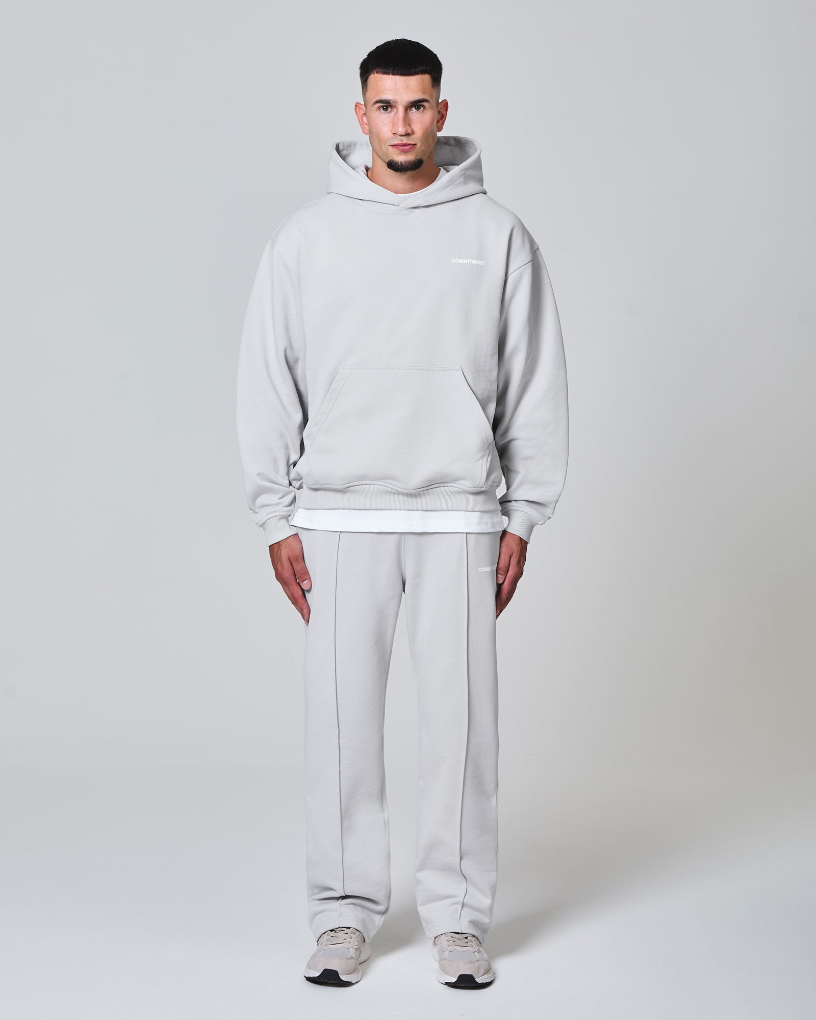 Script Hoodie - Stone Grey