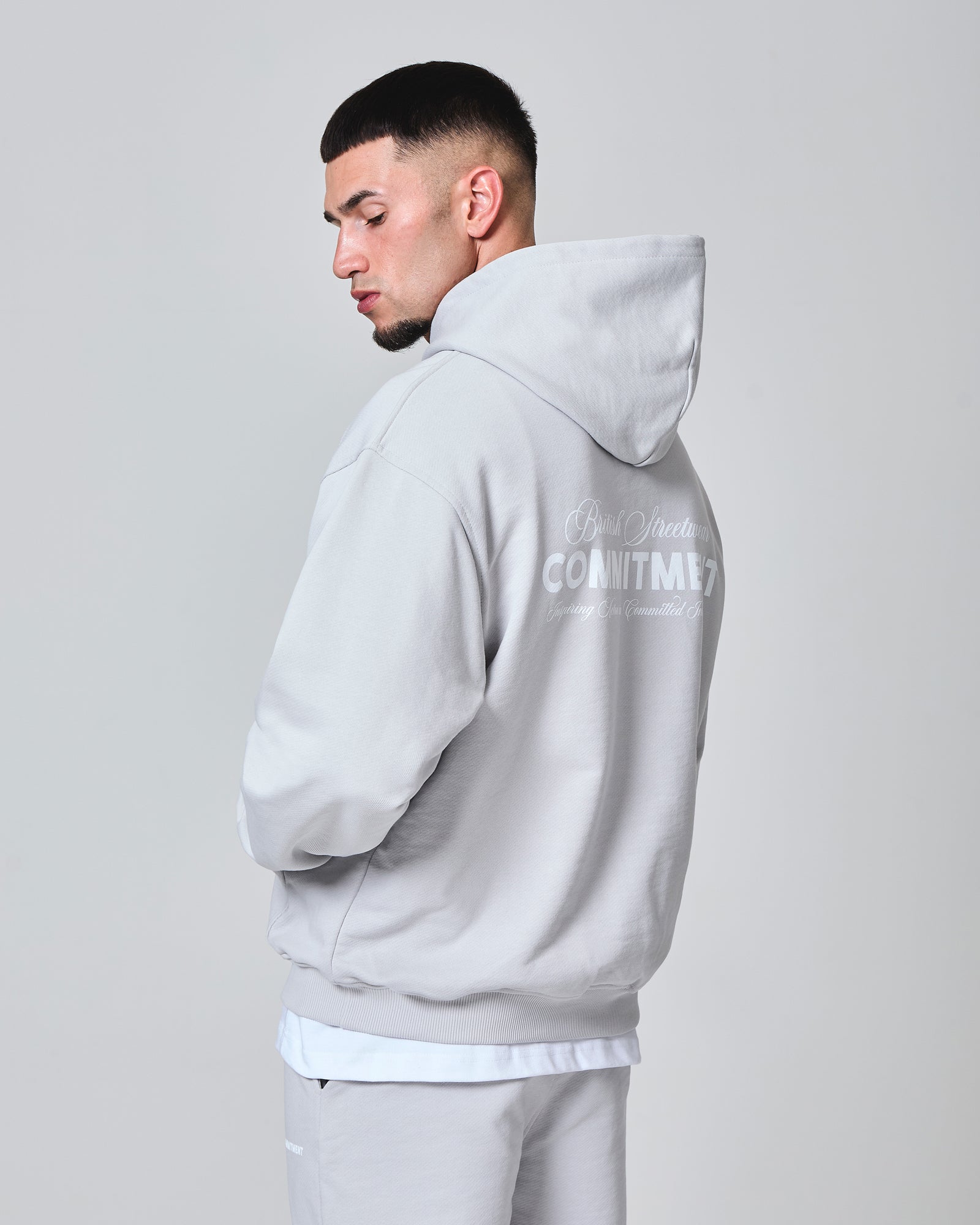 Script Hoodie - Stone Grey